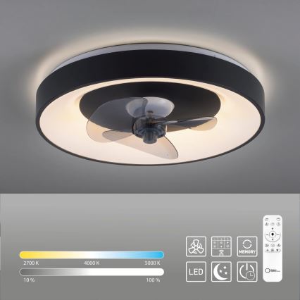 JUST LIGHT. 14644-18 - LED Prigušiva stropna svjetiljka s ventilatorom VENIKA LED/36W/230V pr. 48,6 cm 2700-5000K + daljinski upravljač