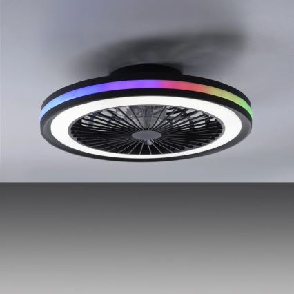 JUST LIGHT. 14649-18 - LED RGBW Prigušivi stropni ventilator sa svjetlom BRANDON LED/36W/230V 2700-5000K pr. 46,5 cm crna + daljinski upravljač