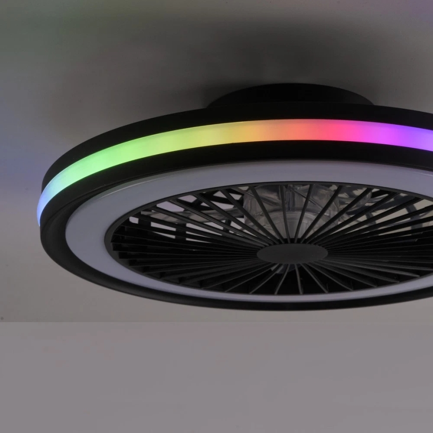 JUST LIGHT. 14649-18 - LED RGBW Prigušivi stropni ventilator sa svjetlom BRANDON LED/36W/230V 2700-5000K pr. 46,5 cm crna + daljinski upravljač