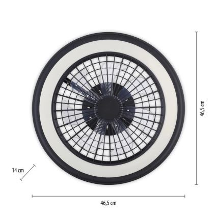 JUST LIGHT. 14649-18 - LED RGBW Prigušivi stropni ventilator sa svjetlom BRANDON LED/36W/230V 2700-5000K pr. 46,5 cm crna + daljinski upravljač