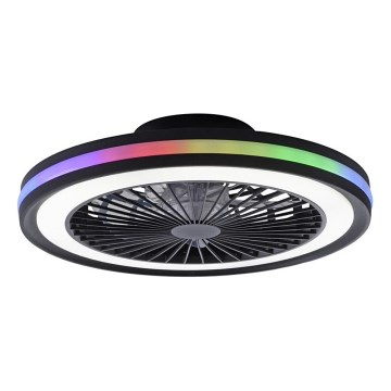 JUST LIGHT. 14649-18 - LED RGBW Prigušivi stropni ventilator sa svjetlom BRANDON LED/36W/230V 2700-5000K pr. 46,5 cm crna + daljinski upravljač