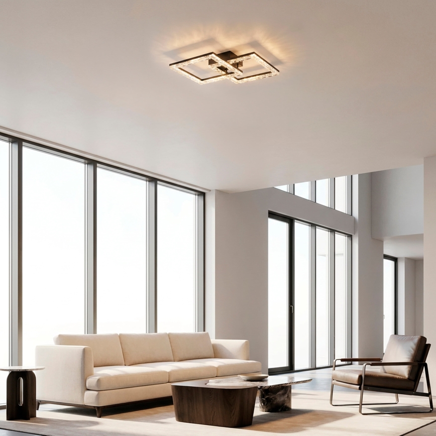 JUST LIGHT. 14732-18 - LED stropna svjetiljka GLITRA LED/17,5W/230V 37,6x37,6 cm crna