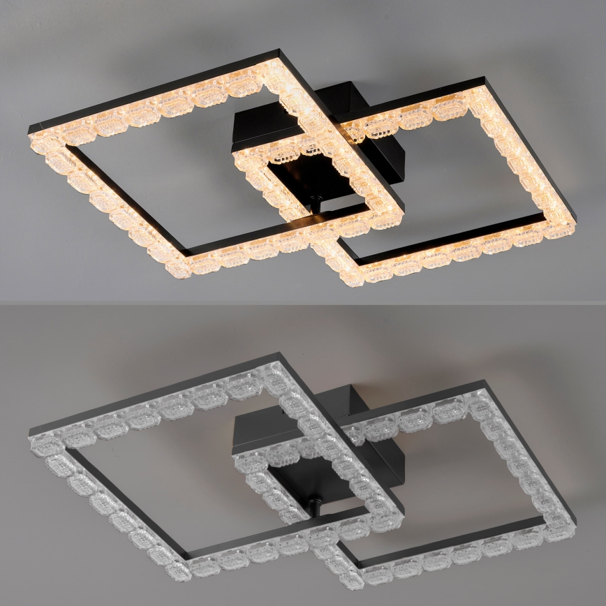 JUST LIGHT. 14732-18 - LED stropna svjetiljka GLITRA LED/17,5W/230V 37,6x37,6 cm crna