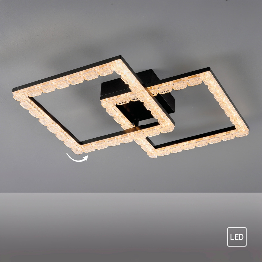 JUST LIGHT. 14732-18 - LED stropna svjetiljka GLITRA LED/17,5W/230V 37,6x37,6 cm crna