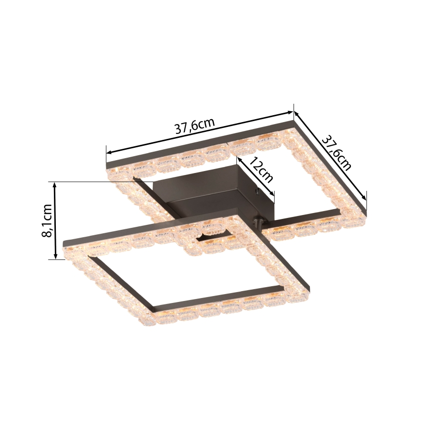 JUST LIGHT. 14732-18 - LED stropna svjetiljka GLITRA LED/17,5W/230V 37,6x37,6 cm crna