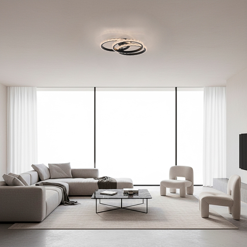 JUST LIGHT. 14734-18 - LED stropna svjetiljka GLITRA LED/37W/230V Ø 50 cm crna