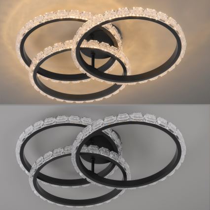 JUST LIGHT. 14734-18 - LED stropna svjetiljka GLITRA LED/37W/230V Ø 50 cm crna