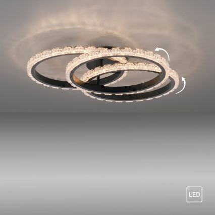 JUST LIGHT. 14734-18 - LED stropna svjetiljka GLITRA LED/37W/230V Ø 50 cm crna
