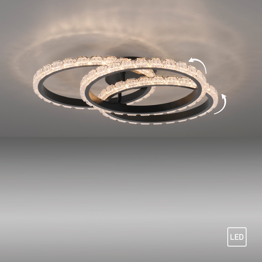 JUST LIGHT. 14734-18 - LED stropna svjetiljka GLITRA LED/37W/230V Ø 50 cm crna