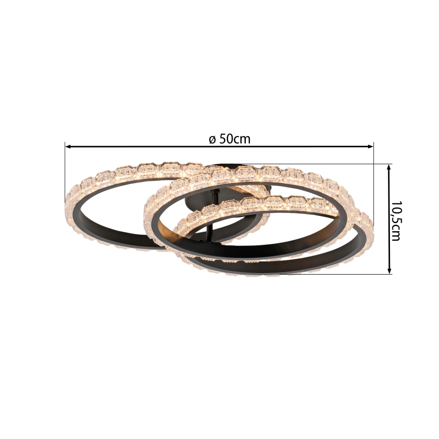 JUST LIGHT. 14734-18 - LED stropna svjetiljka GLITRA LED/37W/230V Ø 50 cm crna