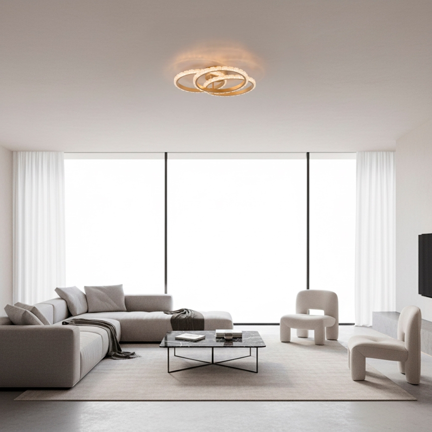 JUST LIGHT. 14734-60 - LED stropna svjetiljka GLITRA LED/37W/230V Ø 50 cm zlatna