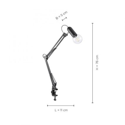 JUST LIGHT. 14773-18 - Stolna lampa s kvačicom TURN ME 1xE27/60W/230V crna