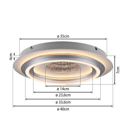 JUST LIGHT. 15089-21 - LED stropno svjetlo CICHIO LED/36W/230V promjer 40 cm matni krom