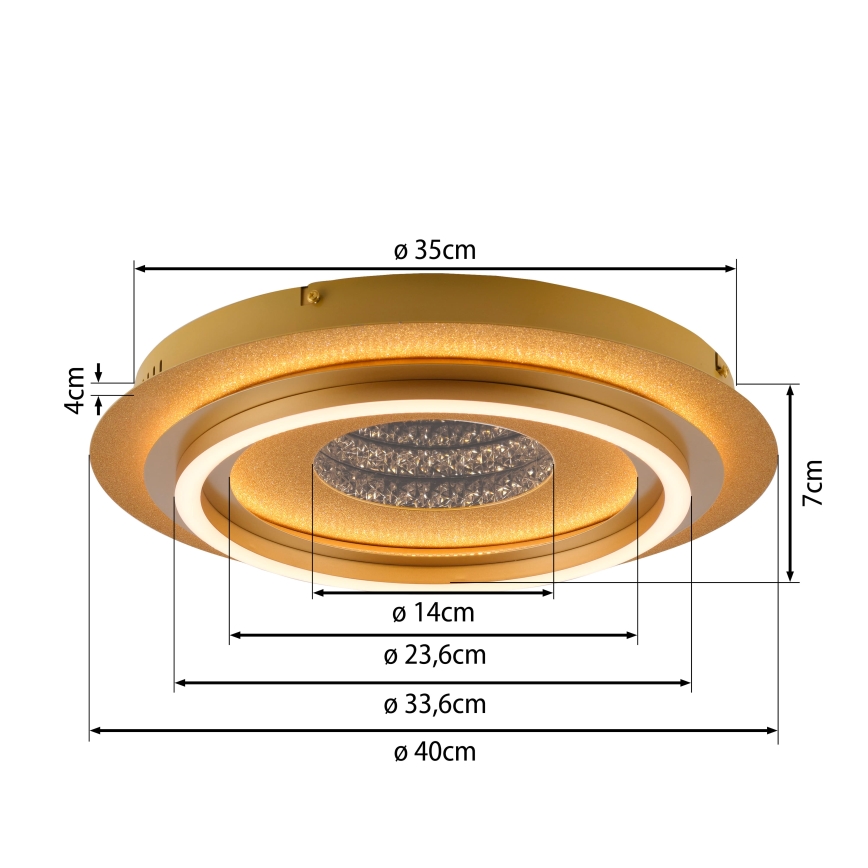 JUST LIGHT. 15089-60 - LED stropno svjetlo CICHIO LED/36W/230V Ø 40 cm zlatno