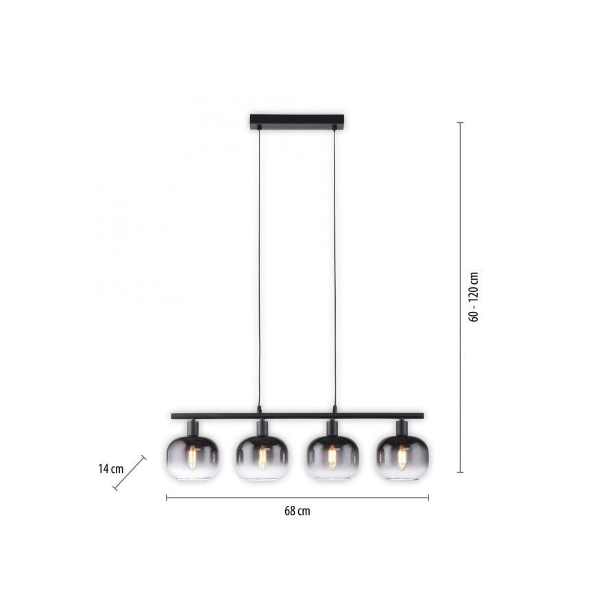 JUST LIGHT. 15421-18 - Luster na sajli ZEA 4xE14/25W/230V crna