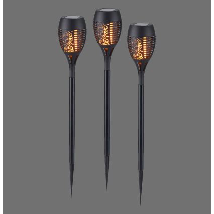 JUST LIGHT. 19106-18-3 - SET 3x LED Solarna svjetiljka FACKEL LED/0,24W/3,7V IP44 crna