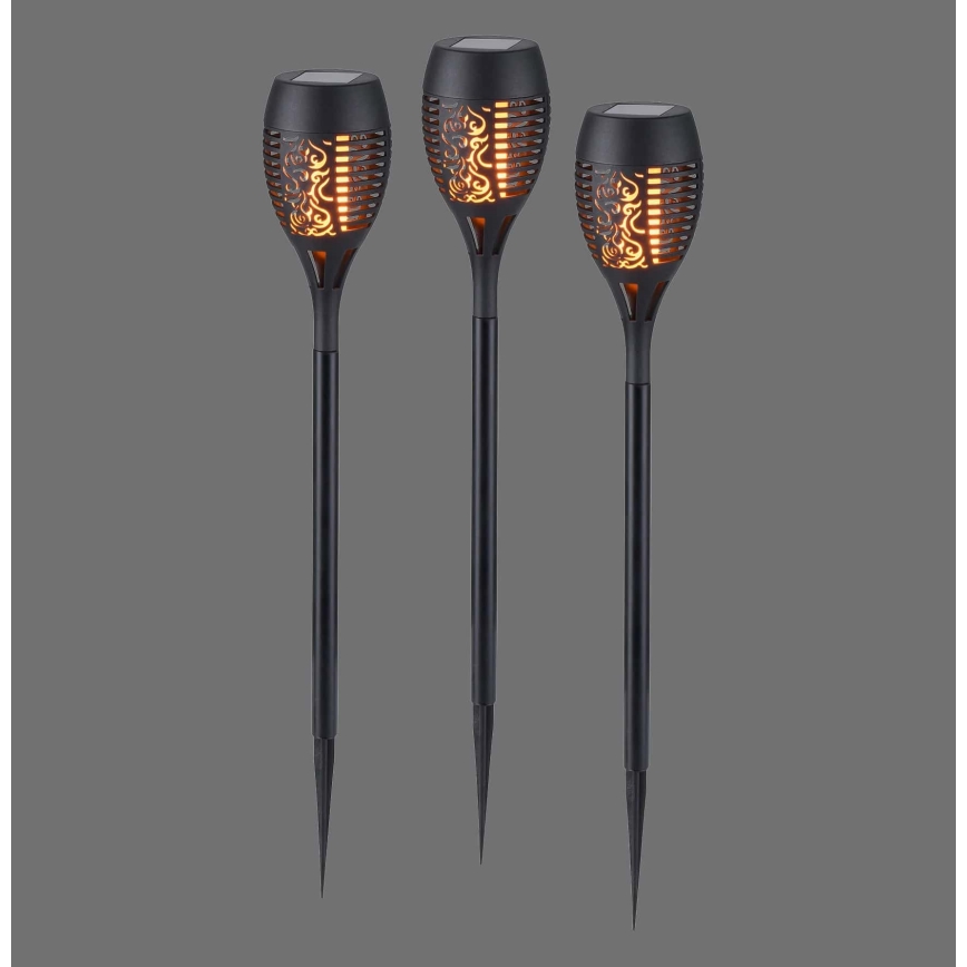 JUST LIGHT. 19106-18-3 - SET 3x LED Solarna svjetiljka FACKEL LED/0,24W/3,7V IP44 crna