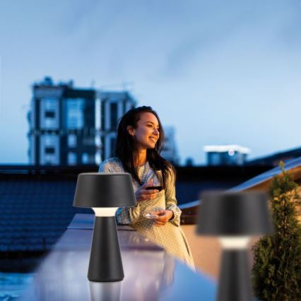 JUST LIGHT. 19260-18 - LED Prigušiva dodirna vanjska lampa ABERA LED/3W/3,7V 2000 mAh USB IP54 crna