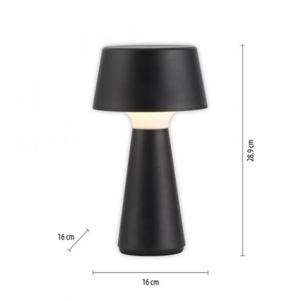 JUST LIGHT. 19260-18 - LED Prigušiva dodirna vanjska lampa ABERA LED/3W/3,7V 2000 mAh USB IP54 crna