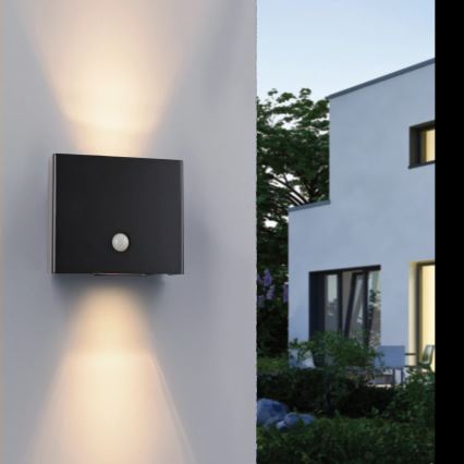 JUST LIGHT. 19471-18 - LED Vanjska zidna svjetiljka sa senzorom AMIN 2xLED/1,25W/3,7V 4400mAh IP44 crna