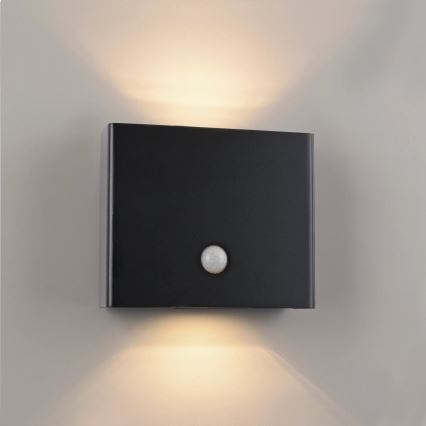 JUST LIGHT. 19471-18 - LED Vanjska zidna svjetiljka sa senzorom AMIN 2xLED/1,25W/3,7V 4400mAh IP44 crna