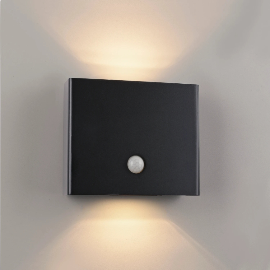 JUST LIGHT. 19471-18 - LED Vanjska zidna svjetiljka sa senzorom AMIN 2xLED/1,25W/3,7V 4400mAh IP44 crna