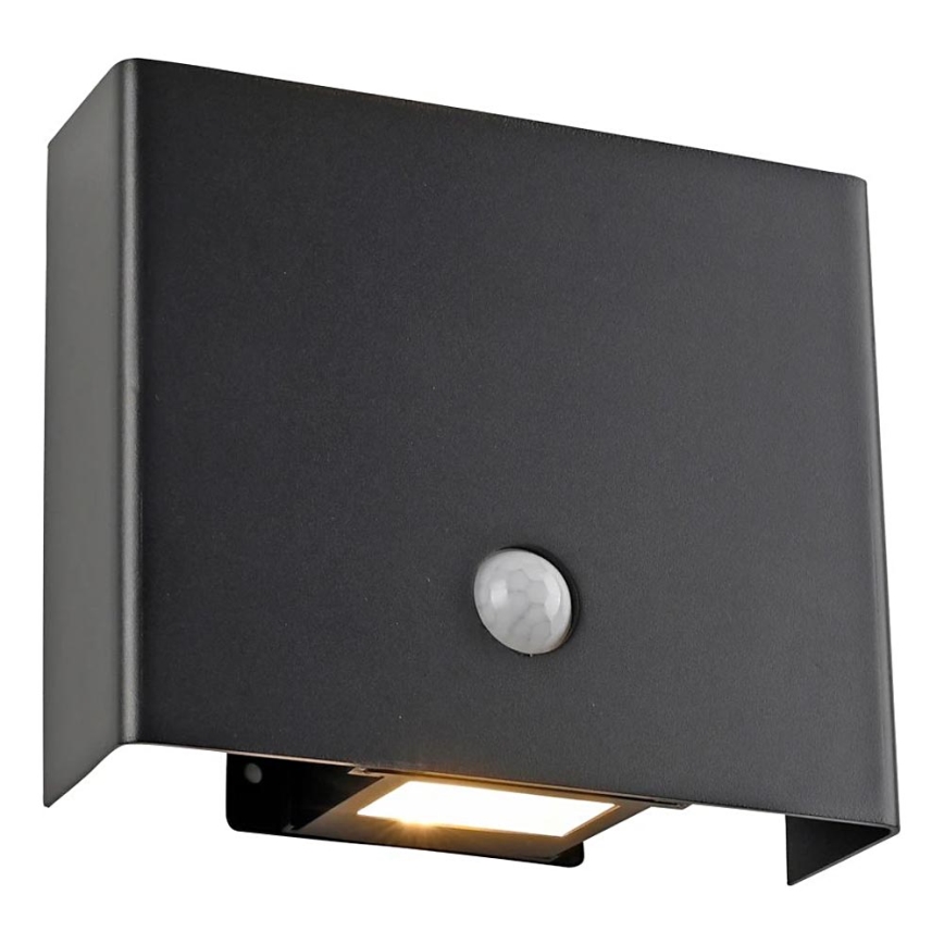 JUST LIGHT. 19471-18 - LED Vanjska zidna svjetiljka sa senzorom AMIN 2xLED/1,25W/3,7V 4400mAh IP44 crna