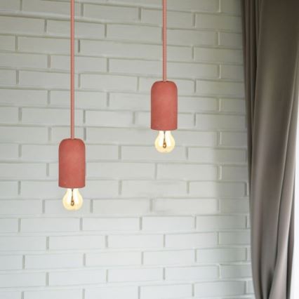 Kabel za napajanje 1xE27/60W/230V beton/crvena