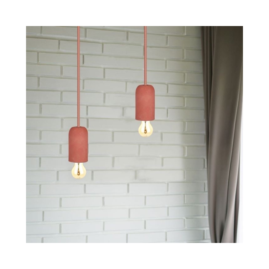 Kabel za napajanje 1xE27/60W/230V beton/crvena