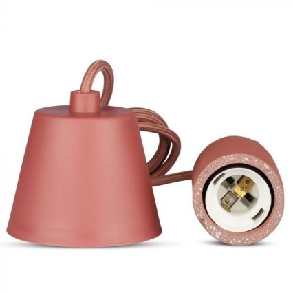 Kabel za napajanje 1xE27/60W/230V beton/crvena