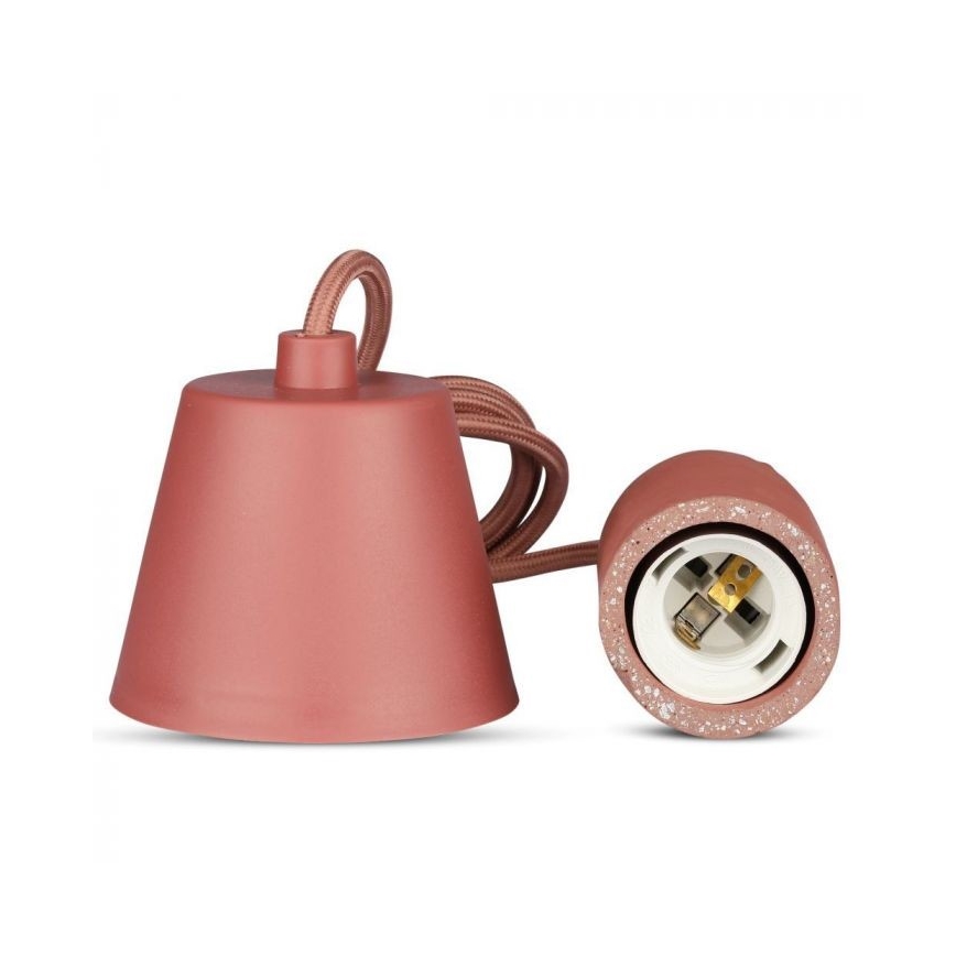 Kabel za napajanje 1xE27/60W/230V beton/crvena