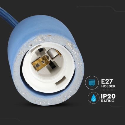 Kabel za napajanje 1xE27/60W/230V beton/plava