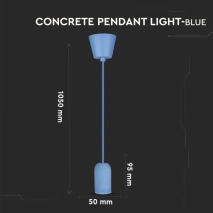 Kabel za napajanje 1xE27/60W/230V beton/plava