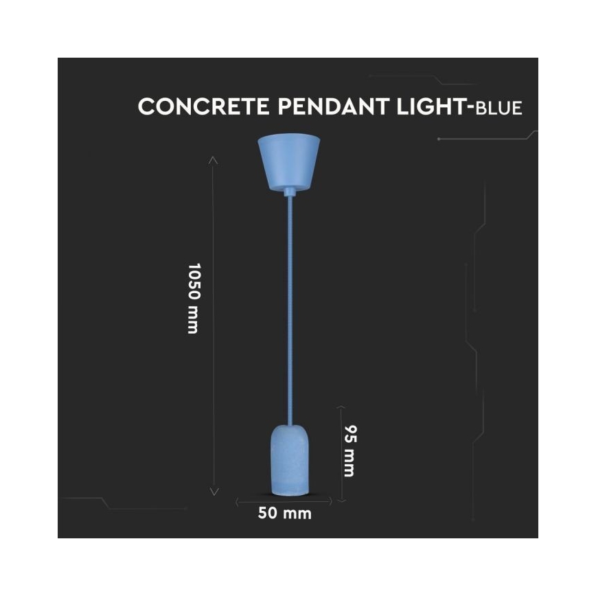 Kabel za napajanje 1xE27/60W/230V beton/plava