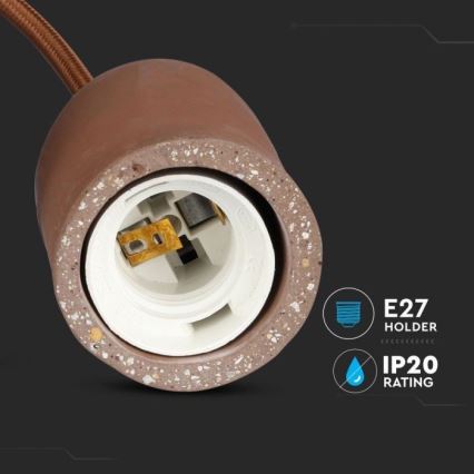 Kabel za napajanje 1xE27/60W/230V beton/smeđa