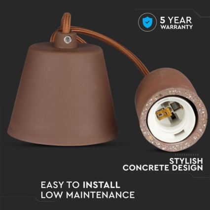 Kabel za napajanje 1xE27/60W/230V beton/smeđa