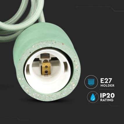 Kabel za napajanje 1xE27/60W/230V beton/zelena