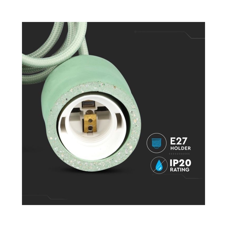 Kabel za napajanje 1xE27/60W/230V beton/zelena