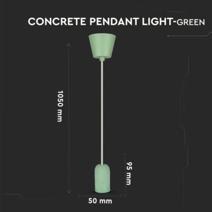 Kabel za napajanje 1xE27/60W/230V beton/zelena