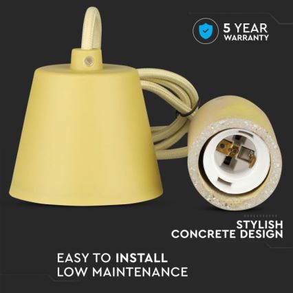 Kabel za napajanje 1xE27/60W/230V beton/žuta