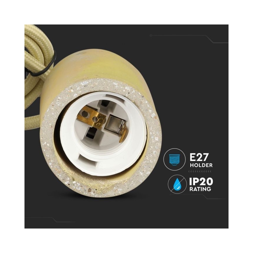 Kabel za napajanje 1xE27/60W/230V beton/žuta