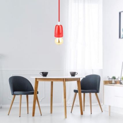 Kabel za napajanje 1xE27/60W/230V crvena/porculan