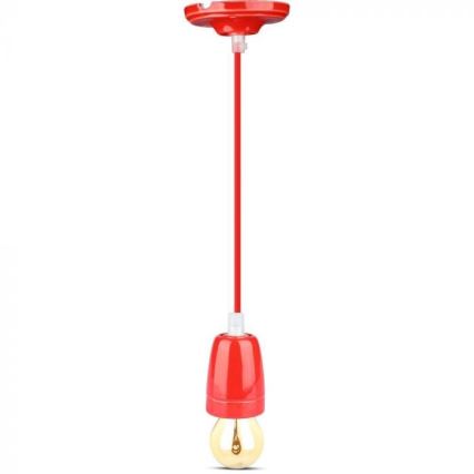 Kabel za napajanje 1xE27/60W/230V crvena/porculan