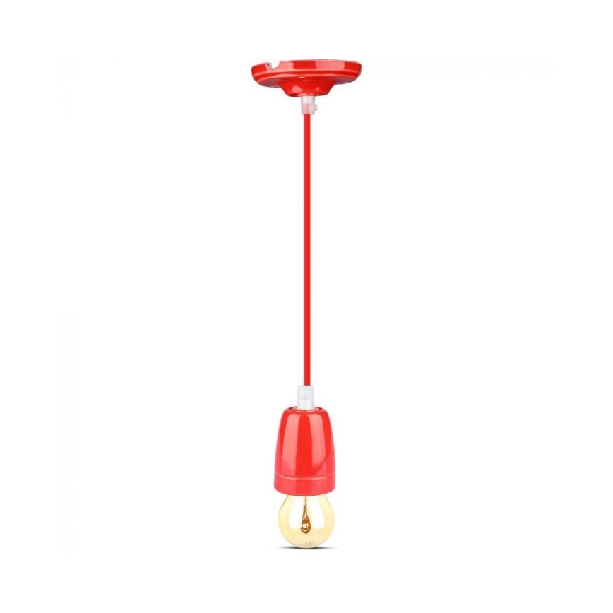 Kabel za napajanje 1xE27/60W/230V crvena/porculan