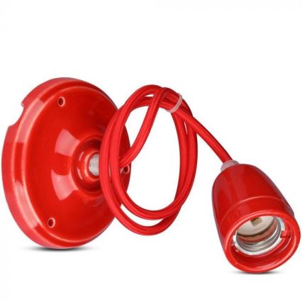 Kabel za napajanje 1xE27/60W/230V crvena/porculan