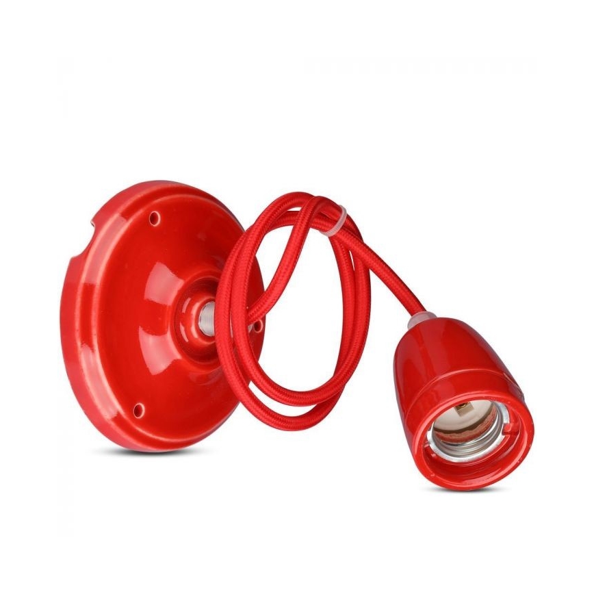 Kabel za napajanje 1xE27/60W/230V crvena/porculan