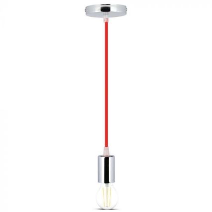 Kabel za napajanje 1xE27/60W/230V crvena/sjajni krom