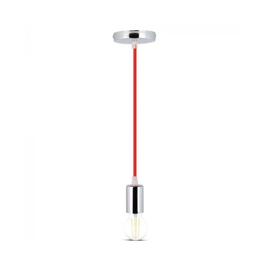 Kabel za napajanje 1xE27/60W/230V crvena/sjajni krom