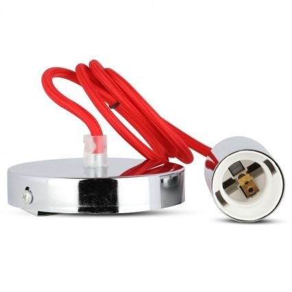 Kabel za napajanje 1xE27/60W/230V crvena/sjajni krom