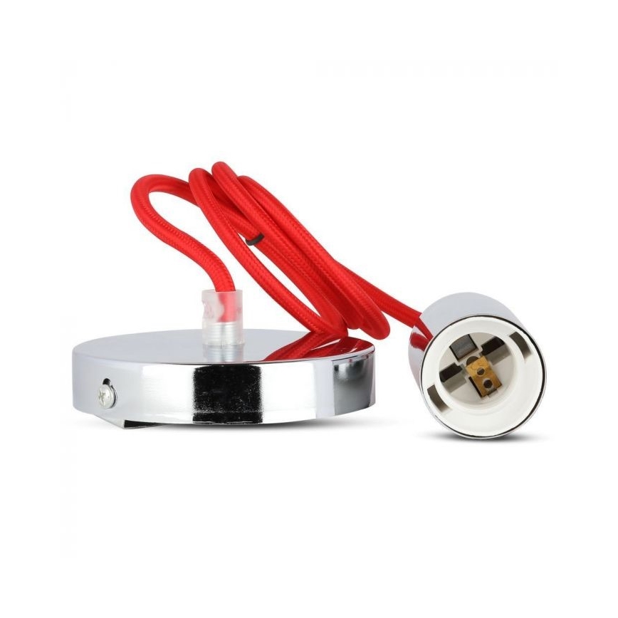 Kabel za napajanje 1xE27/60W/230V crvena/sjajni krom